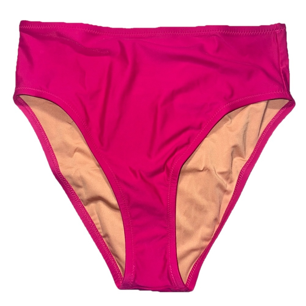 J Crew Bikini Bottom Size Small High-Rise Full-Coverage Magenta Orchid Swim NWT